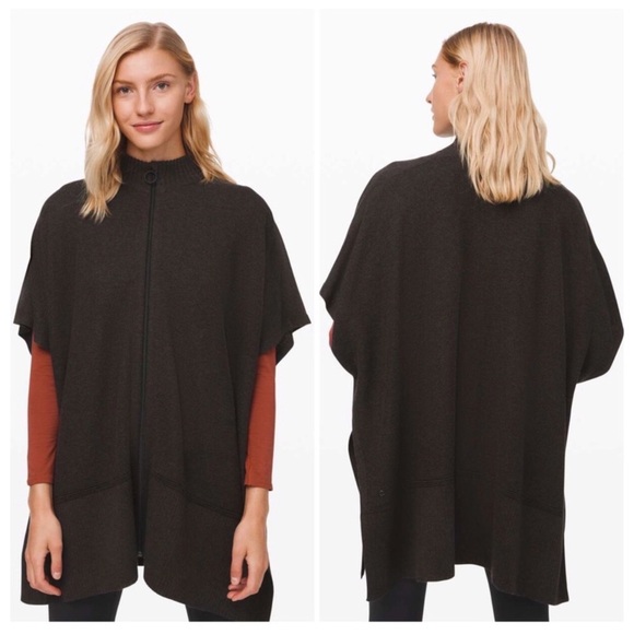 LULULEMON Call Me Cozy Wrap Sweater in Heathered Black Size OS - Picture 2 of 13